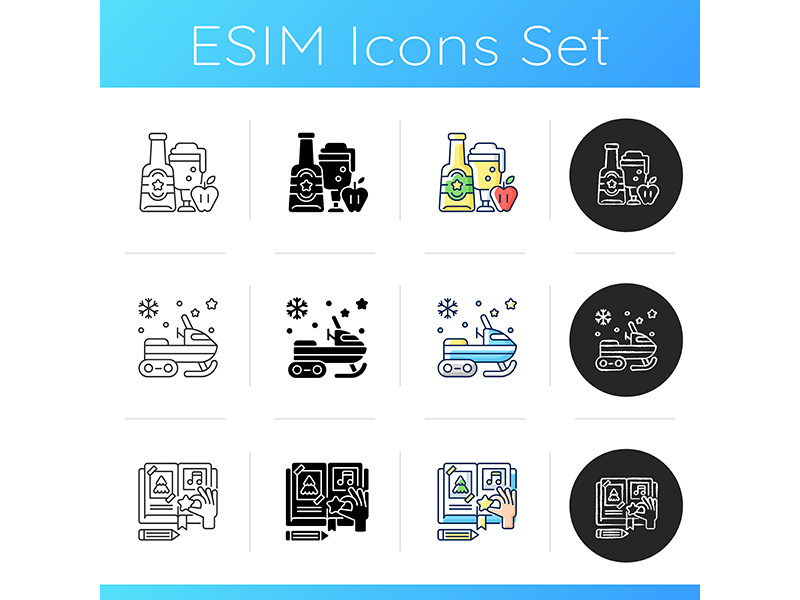 Festive activities icons set