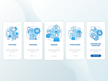 Categories of members blue onboarding mobile app screen preview picture
