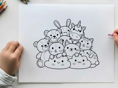 Cute zoo animals group hug vector illustration flat design