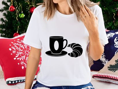 Coffee Cup and Croissant Breakfast Icon
