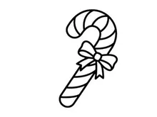 Hand-drawn candy cane with festive bow for Christmas holiday celebration and winter decor