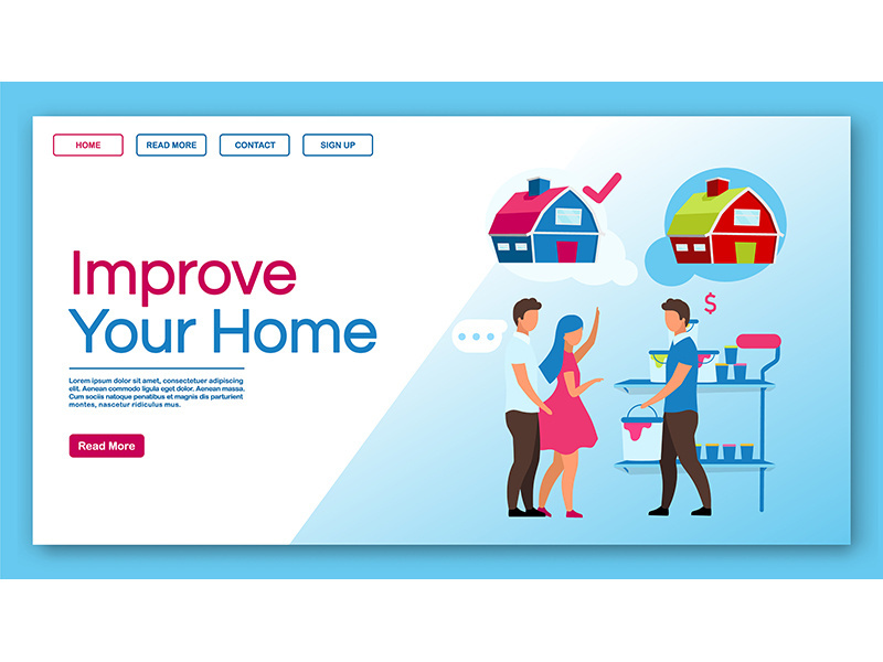 Improve your home landing page vector template