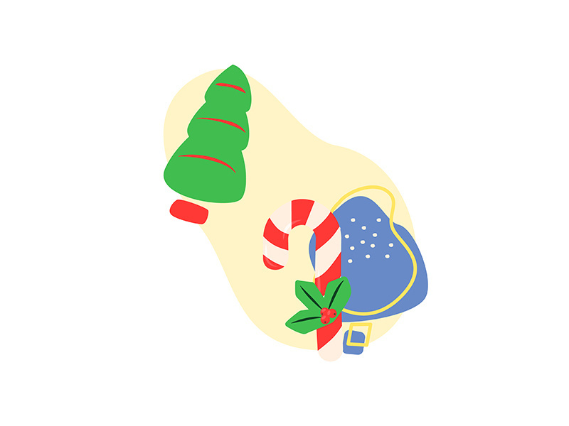 Merry Christmas flat vector concept illustration with abstract shapes
