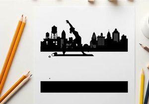 Silhouette of a man dancing in the city at sunset