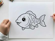 Cute smiling fish vector illustration flat design