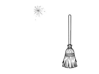 Ilustración de escoba dibujada a mano para limpieza y tareas domésticas. Diseño de vector de escoba minimalista de líneas para uso doméstico.