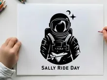 Astronauten-Illustration mit Rakete, Vektorgrafik
