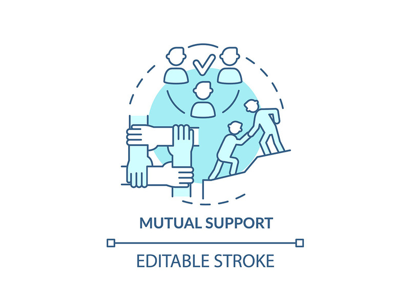 Mutual support turquoise concept icon