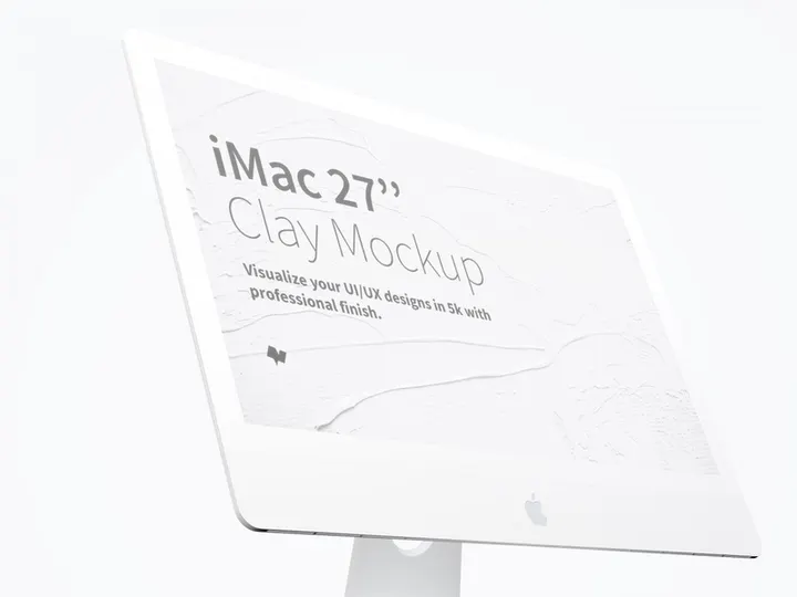 Clay iMac 27” Mockup, Display Close Up