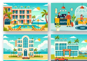 10 Hotel Vector Illustration