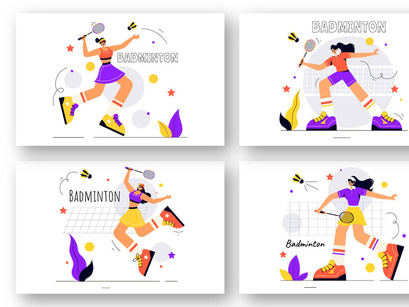 10 Badminton Player Illustration