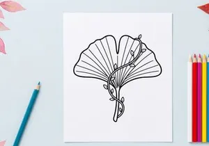 Ilustrasi daun ginkgo yang elegan. Gambar botani artistik untuk proyek desain