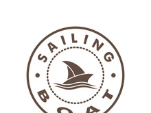 Sailboat boat on sea ocean wave with logo design simple ship