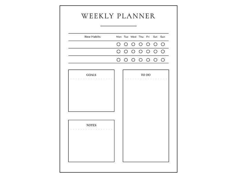 Weekly planner minimalist planner page design