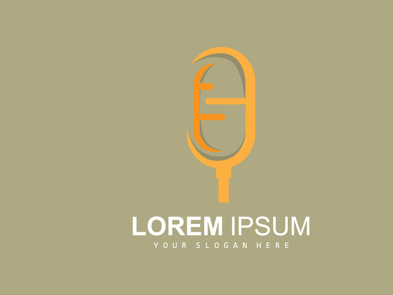 Radio Podcast Logo, Microphone Illustration, Stamp Icon Badge Vector Design