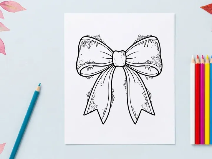 Elegant Christmas gift bow illustration with pearl center for festive holiday wrapping