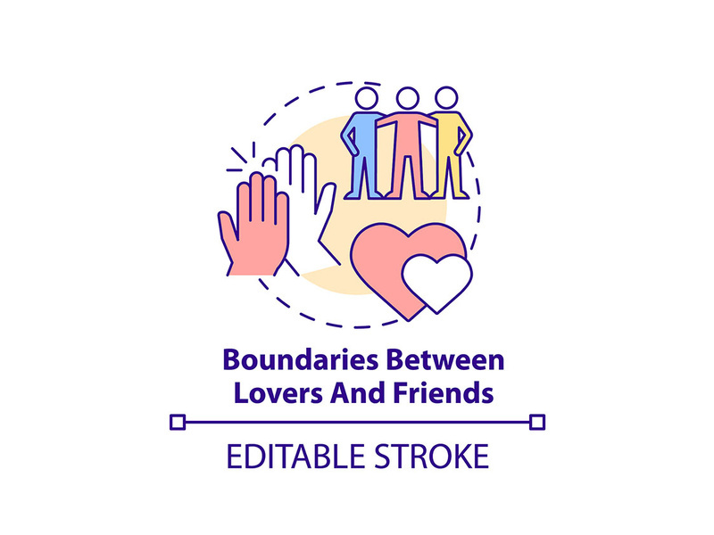 Boundaries between lovers and friends concept icon