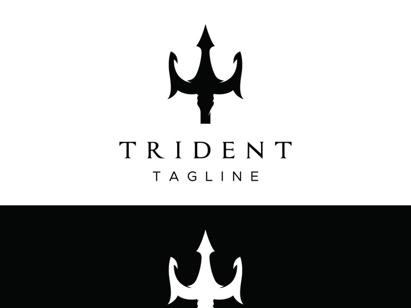 Retro vintage poseidon trident logo design.