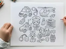 Police rescue team equipment vector illustration flat design