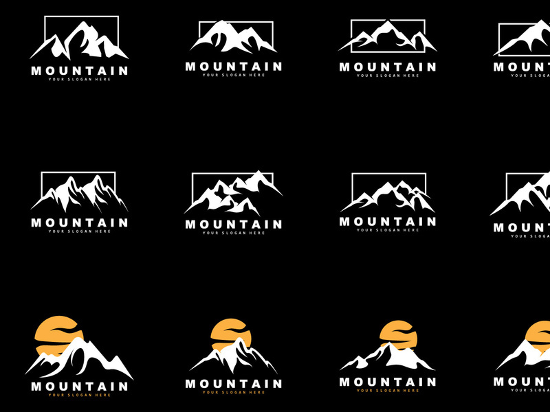 Mountain Logo Design, Vector Place For Nature Lovers Hiker