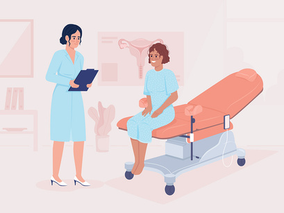 Patients examination in hospital flat color vector illustrations set