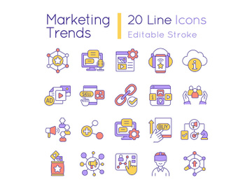 Marketing trends RGB color icons set preview picture