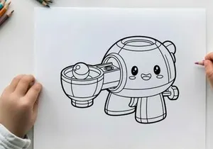 Cute robot washing hands soap hygiene vector illustration
