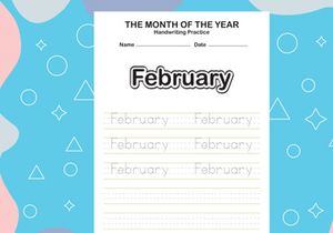 12 Pages Month name of the year trace and writing practice sheet