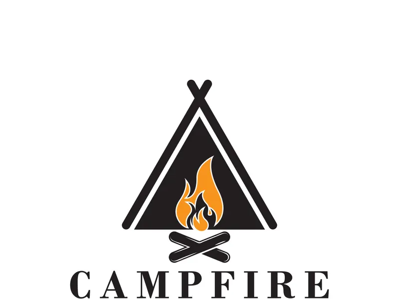 Bonfire Campfire Camp Fire place wood flame vintage retro logo design