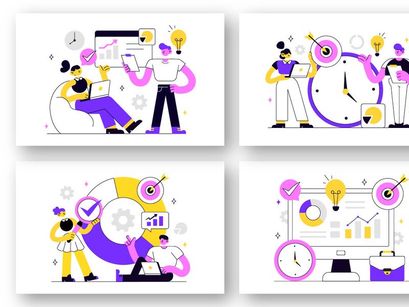10 Business Management Vector Illustration
