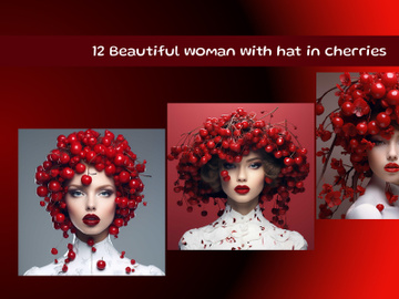 Beautiful woman with hat in cherries preview picture