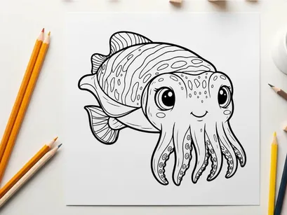Cute cartoon octopus smiling vector illustration flat design