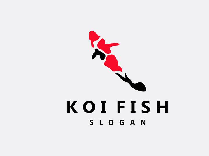 Koi Fish Logo Design, Ornamental Fish Vector