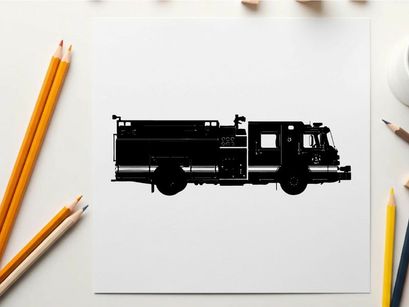 Silhouette of a fire truck vehicle emergency response