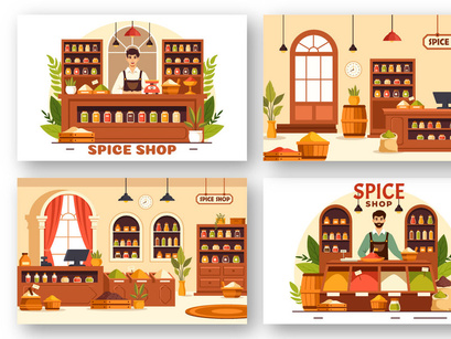 9 Spice Shop and Seasoning Illustration