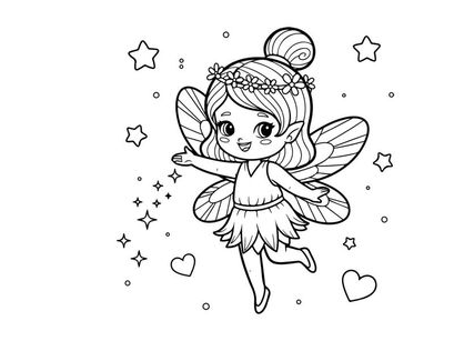 Cute fairy with stars and hearts vector illustration