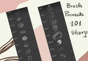 Brush procreate 101 stamps food