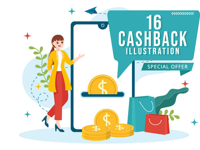 16 Cashback Vector Illustration