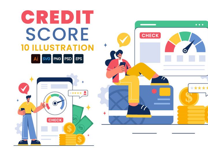 10 Credit Score Vector Illustration