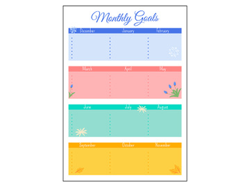 Monthly goals grid creative planner page design preview picture