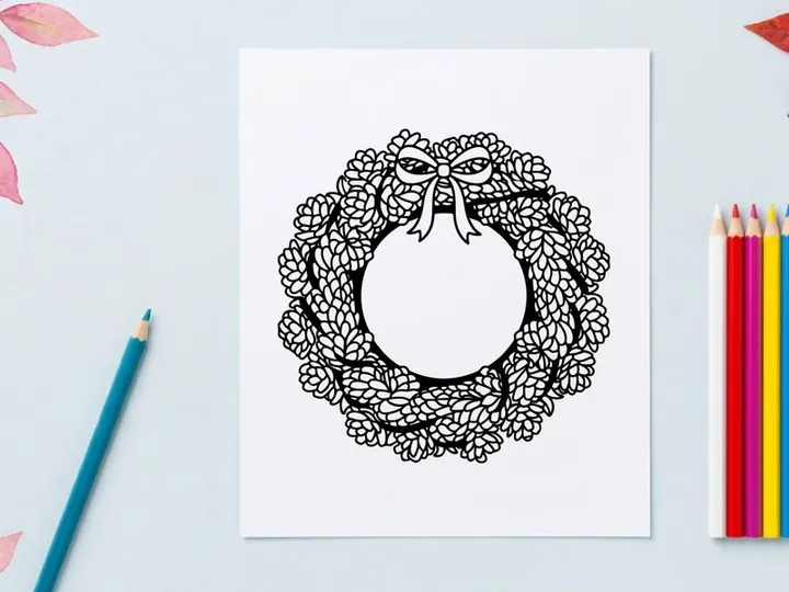 Empty festive dining table setting with holiday decor