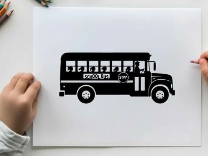 Black silhouette of a school bus vehicle