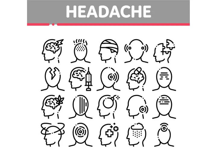 Headache Collection Elements Vector Icons Set