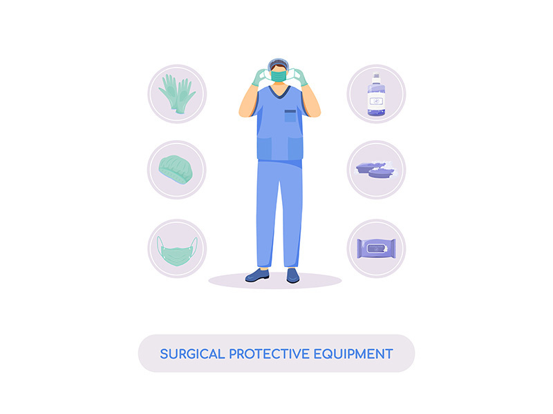 Surgical protective equipment flat concept vector illustration