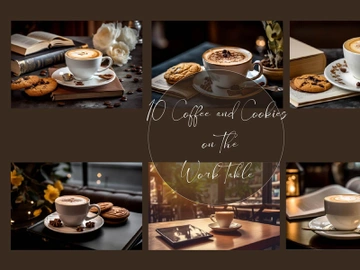 Coffee and cookies on the work table preview picture