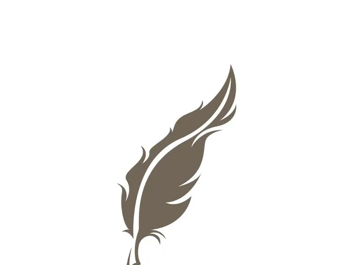 Feather quill design icon and logo illustration classic stationery