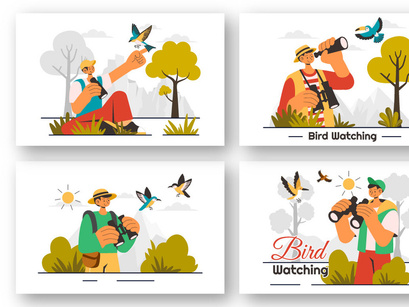 9 Bird Watching Activity Illustration