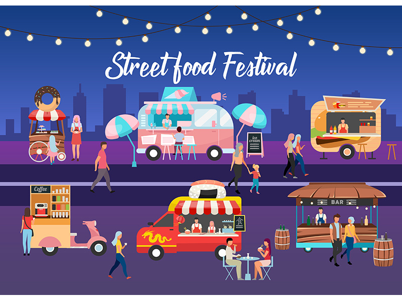 Street food festival poster vector template