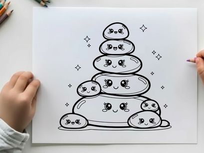 Cute cartoon clouds stack happy faces vector illustration