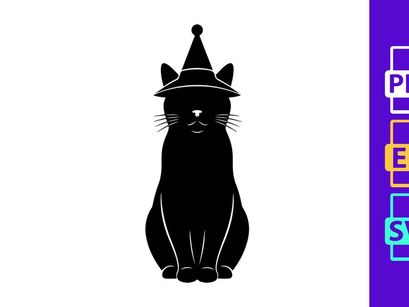 Festive Black Cat Silhouette